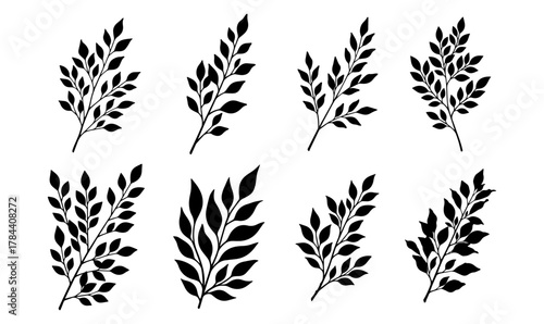 Handdrawn tropical leaves line art vector set exotic outlines for botanical designs nature