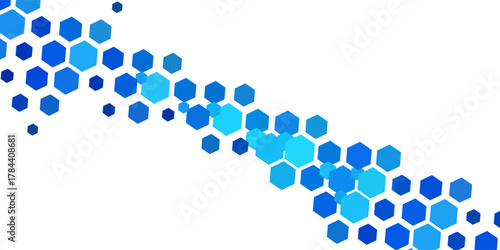 Light BLUE vector polygonal illustration, which consist of hexagons. Hexagonal pattern for your business design. Geometric background in Origami style with gradient.