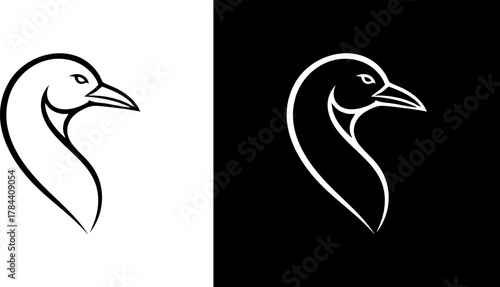 Logo Elegant Swan Illustration in Outline - A Symbol of Grace and Beauty