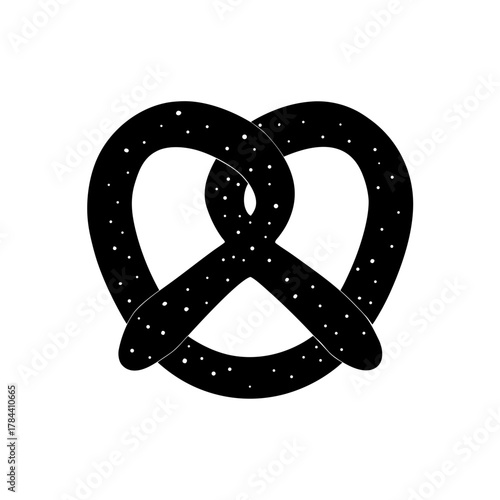 Black salty pretzel on transparent background