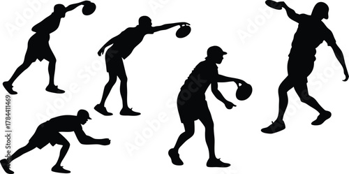 Dynamic baseball players in action silhouettes, capturing athletic movement and competitive spirit for sports design