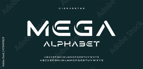 Design Modern abstract digital alphabet font. Minimal technology typography, Creative urban sport fashion futuristic font and with numbers. vector illustration.