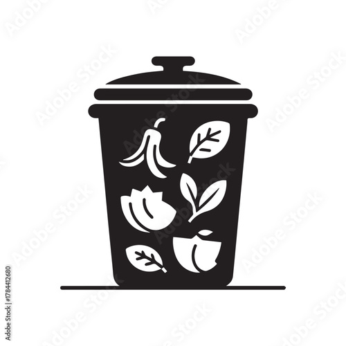 Compost bin with organic waste Vector Art