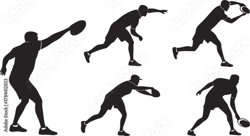 Dynamic athletes in action capturing frisbee throws and catches in a sequence of powerful movements