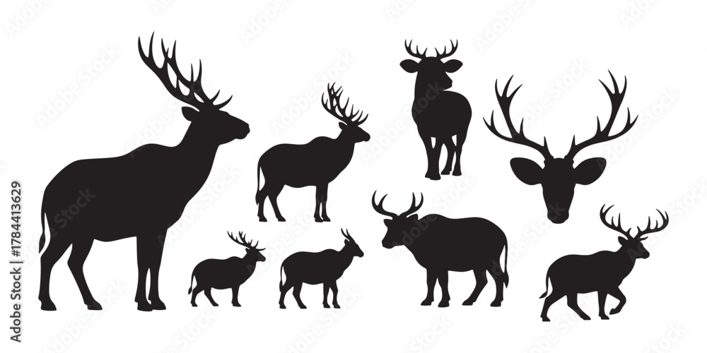 Fototapeta premium Deer silhouette isolated on white background