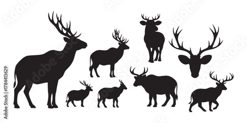 Deer silhouette isolated on white background