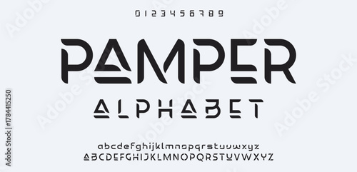 Design Modern abstract digital alphabet font. Minimal technology typography, Creative urban sport fashion futuristic font and with numbers. vector illustration.