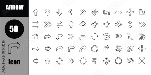 Arrow Icon Vector Collection - 50 Navigation Direction Pointer Symbol Set Pack