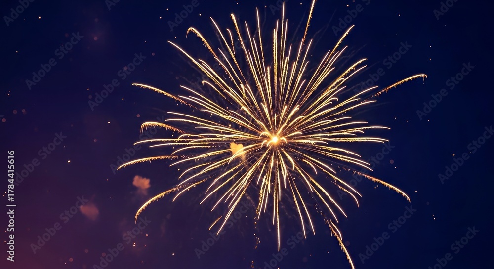 Fototapeta premium Spectacular Golden Fireworks Display Exploding Against a Dark Night Sky Background