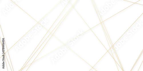 Abstract minimalistic white background with elegant intersecting golden lines forming a geometric pattern. random chaotic line and creative geometric many square, triangle shape background.