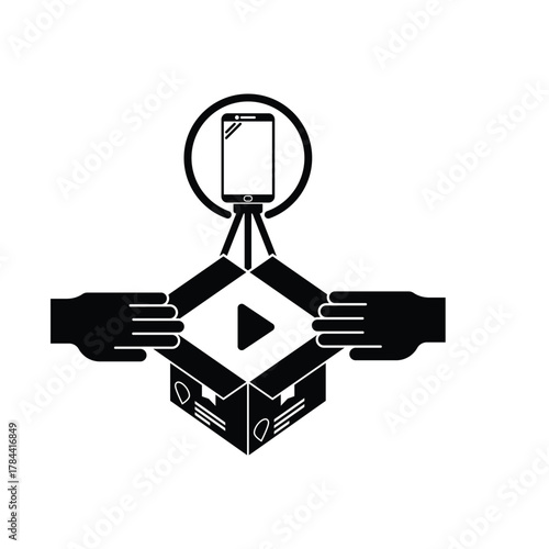 This unboxing package icon perfectly represents the excitement and process of opening a new delivery. Designed in a clean, minimalist silhouette style