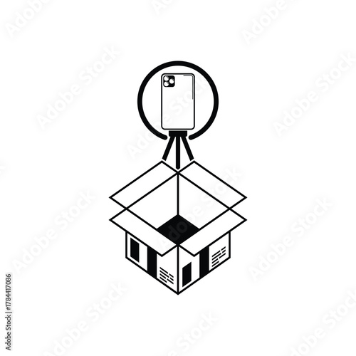 This unboxing package icon perfectly represents the excitement and process of opening a new delivery. Designed in a clean, minimalist silhouette style