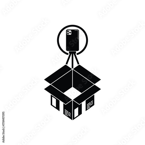 This unboxing package icon perfectly represents the excitement and process of opening a new delivery. Designed in a clean, minimalist silhouette style