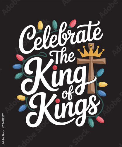 Christian Christmas Bible Verse Typography | Jesus Is the Light of the World | Faith-Based Holiday Scripture Quote | Religious Christmas T-Shirt Design, Holiday Gift Design, Nativity and Joy Theme Art