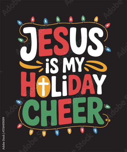 Christian Christmas Bible Verse Typography | Jesus Is the Light of the World | Faith-Based Holiday Scripture Quote | Religious Christmas T-Shirt Design, Holiday Gift Design, Nativity and Joy Theme Art