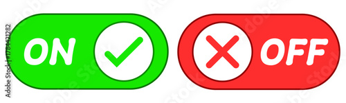 円形のON/OFFシンプルアイコン　グリーン・レッド