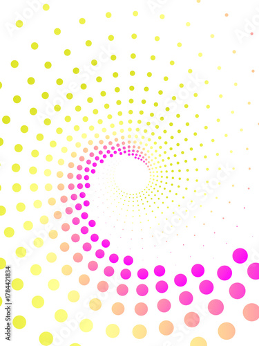 Abstract Spiral colorful colored dots on White Background.
