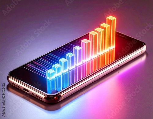 Wallpaper Mural business graph with arrow, hand holding smart phone with chart, business graph, business graph on the screen, business graph on tablet pc, tablet pc with graph,  Torontodigital.ca