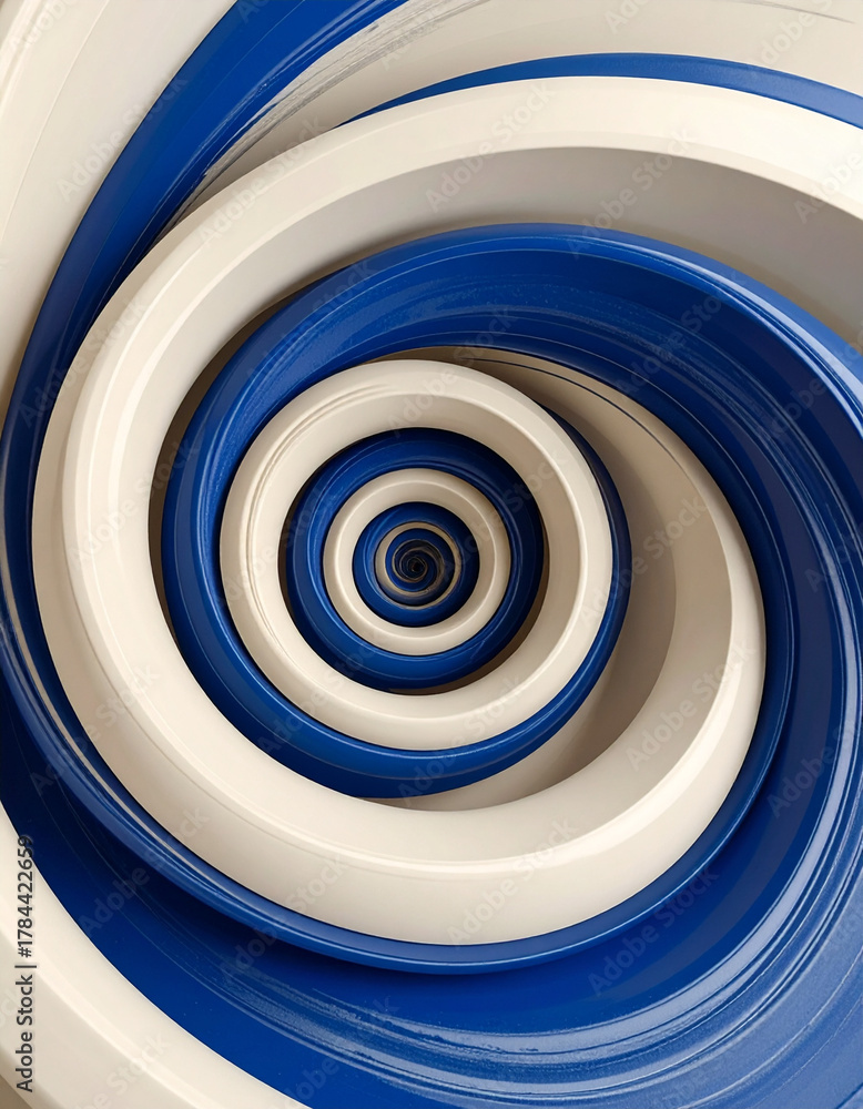 Fototapeta premium Abstract spiral pattern in blue and white