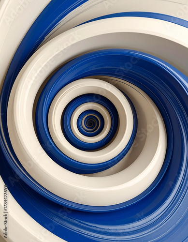 Abstract spiral pattern in blue and white