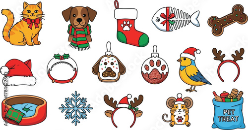 Festive christmas pet themed collection, perfect for adding a touch of holiday cheer to your designs and projects