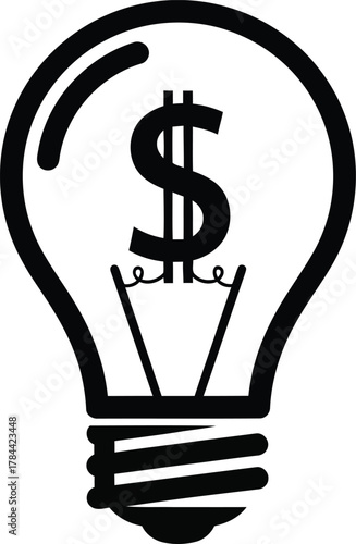 Vector icon of a light bulb with a dollar sign, symbolizing a profitable idea, innovation, and business strategy
