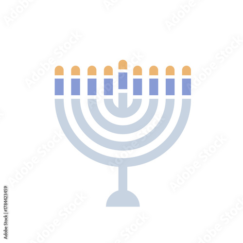 Hanukkah menora, Hanukia. simple traditional jewish Hannuka Menora in bold modern minimalist style. Jewish holiday Hanuka