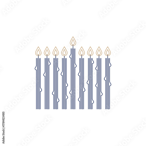 Hanukkah menora, Hanukia. simple traditional jewish Hannuka Menora in line minimalist style. eight days of hanukah miracle. Jewish holiday Hanuka
