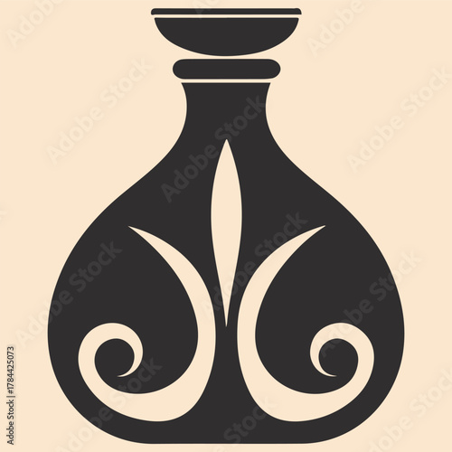Simple black silhouette of a perfume vial