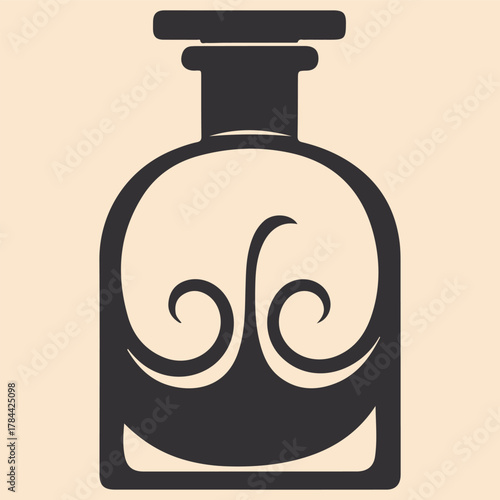 Black silhouette of a perfume bottle with a crown vector