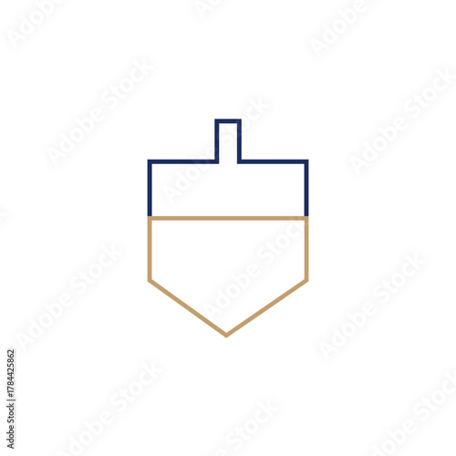 Hanukkah dreidel, traditional Jewish game. linear design in minimal style