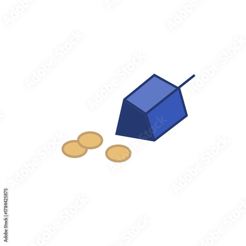 Hanukkah dreidel, traditional Jewish game. linear design in minimal style