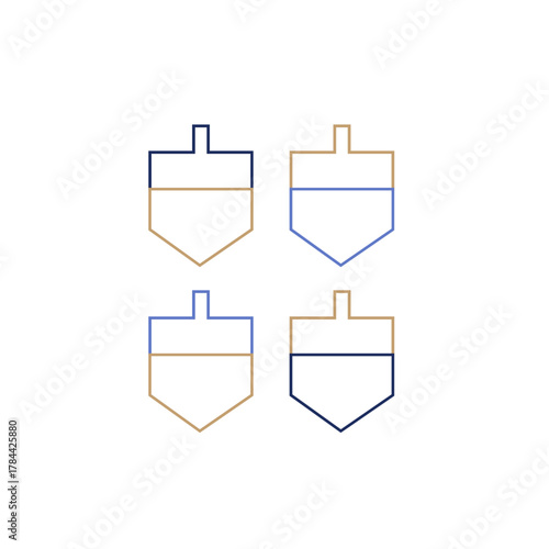 Hanukkah dreidel, traditional Jewish game. linear design in minimal style