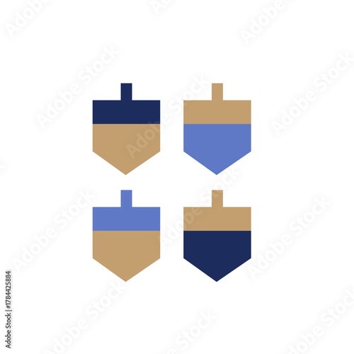 Hanukkah dreidel, traditional Jewish game. linear design in minimal style