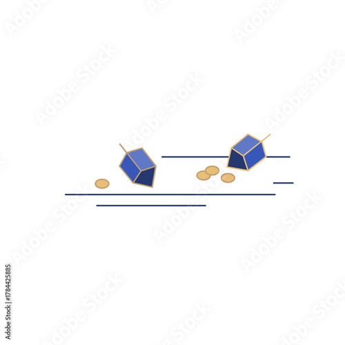Hanukkah dreidel, traditional Jewish game. linear design in minimal style