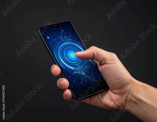 mobile phone in hand, mobile phone in hands, read hand gestures or movements, send the data to a computer via Bluetooth, wifi 3d, wifi symbol, 