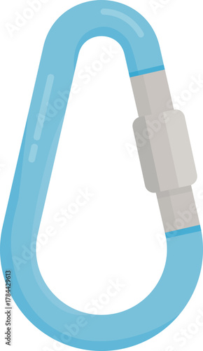 Colorful Flat Design Carabiner Clip Icons - Essential Rock Climbing and Safety Gear Vectors
