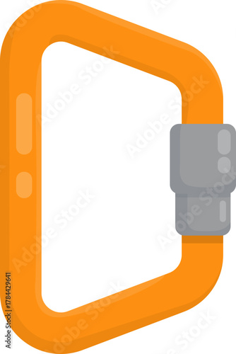 Colorful Flat Design Carabiner Clip Icons - Essential Rock Climbing and Safety Gear Vectors