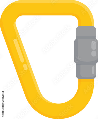 Colorful Flat Design Carabiner Clip Icons - Essential Rock Climbing and Safety Gear Vectors