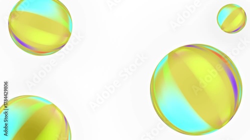 Colorful abstract 3D spheres on white background.