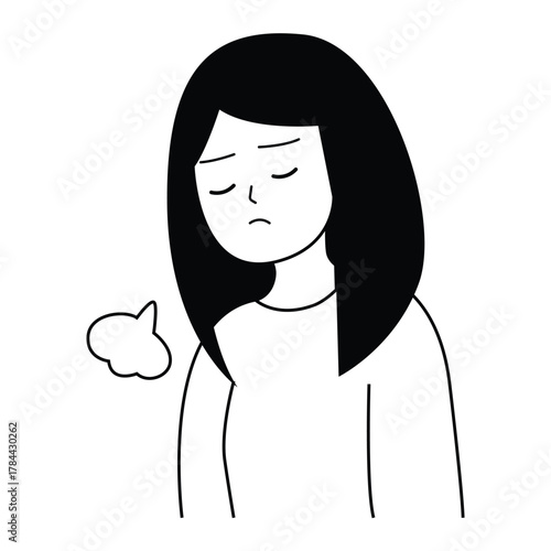 A woman cartoon sigh and exhausted. Worry and anxiety. Character design
