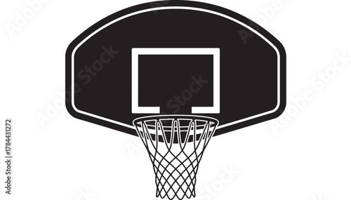 Basketball hoop vector illustration simple black and white graphic isolated on a white background for sports design