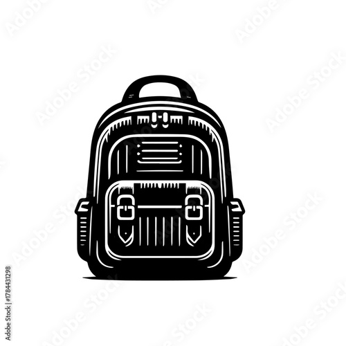 School Bag Vector Illustration, Modern Student Backpack Design