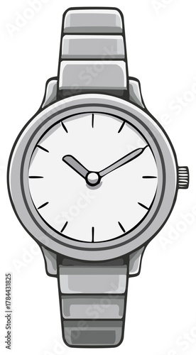 Classic silver wristwatch with metal band illustration analog clock elegant timepiece accessory