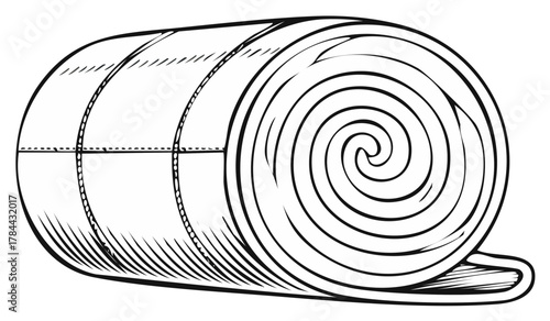 Rolled Sleeping Bag Illustration Camping Gear Sketch Outdoor Adventure Essential