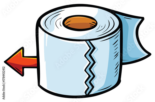 Illustration of a Toilet Paper Roll with an Arrow Pointing Outward Indicating Completion