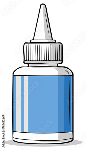 Tube of blue glue with applicator tip cartoon illustration for arts and crafts adhesive use