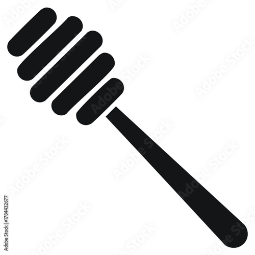 Simple black honey dipper icon a kitchen tool for natural sweetness and breakfast food
