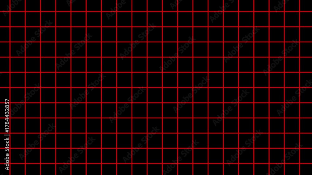 red square pattern, moving upward grid on black background, motion animation.