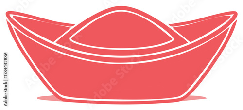 Red Chinese gold ingot yuanbao icon for wealth and Lunar New Year celebrations